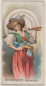 Duke marka sigaralar için Holidays N80 serisinden Schuetzenfest, İsviçre, 1890., 1890.