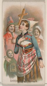 Shrove-Tide, Danimarka, Duke marka sigaralar için Holidays N80 serisinden, 1890., 1890. by George S. Harris and Sons