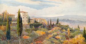 Bir Toskana Villası (renkli taş baskı) by George Samuel Elgood