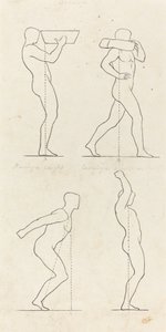 Ağırlık Taşıyan; Atlamaya Hazırlanma ve İniş by George Scharf after John Flaxman