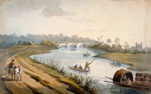 Chertsey yakınlarındaki Thames Nehri, Surrey, c1820