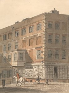 Villiers Caddesi ile Strand'ın köşesi olan York House, Ön Planda Richardson'ın Antik ve Modern Baskı Deposu