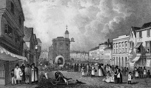 High Street, Maidstone, A Market Day, engraved by S. Lacey, published 1832  by George Shepherd