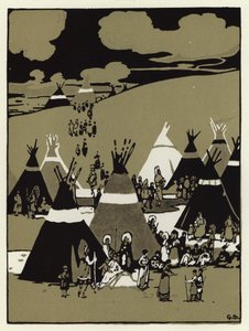 Akşam bir kampa geldiler (renkli taş) by George Sheringham