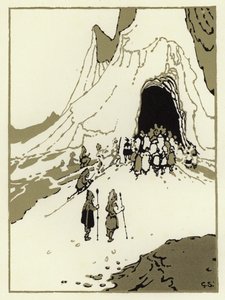 İnsanlar devleri bulmak için yola çıktılar, kısa süre sonra mağaralarına geldiler (renkli taş) by George Sheringham