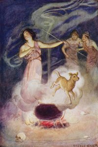 Jason ve Argonotlar: "Büyülerini onun üzerine fısıldadı ve tekrar genç bir kuzuyu dışarı fırladı" (renkli taş) by George Soper