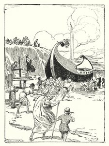 Jason ve Argonotlar: "İyi gemi Argo, kumdan silindirlerin üzerine sıçradı ve cesur bir at gibi daldı" (lito) by George Soper
