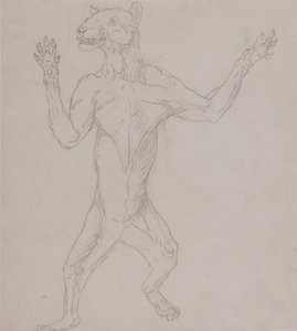 İnsan Vücudunun Yapısının Kaplan ve Bayağı Kümes Hayvanlarınınkiyle Karşılaştırmalı Anatomik İncelemesi:  İnsan Duruşunda Duran Kaplan Vücudu by George Stubbs