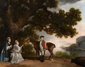 Kaptan Samuel Sharpe Pocklington, Eşi Pleasance ve muhtemelen Kız Kardeşi Frances ile birlikte by George Stubbs