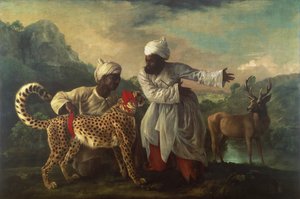 İki Kızılderili ile Çita ve Geyik, 1765 dolayları (tuval üzerine yağlıboya) by George Stubbs
