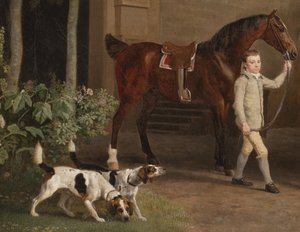 Portland 3. Dükü William Henry Cavendish Bentinck'ten Welbeck Manastırı Binicilik Ahırları'nın önünden detay, 1766-7 by George Stubbs