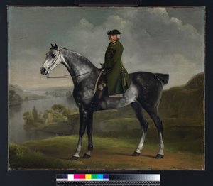 Joseph Smyth Esquire, Whittlebury Ormanı Teğmen, Northamptonshire, Dapple Grey Horse üzerinde, c.1762-64 by George Stubbs