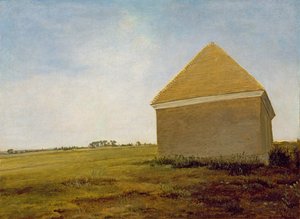 Newmarket Heath, bir Ovma Evi ile, c.1765 (restorasyon sonrası) (bkz. 111978) by George Stubbs