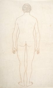 İnsan Vücudunun Yapısının Bir Kaplan ve Sıradan Bir Tavuğun Yapısıyla Karşılaştırmalı Anatomik Bir Açıklamasından İnsan Figürü Çalışması, Arkadan Görünüm, c.1795-1806 (kağıt üzerine mürekkep) by George Stubbs
