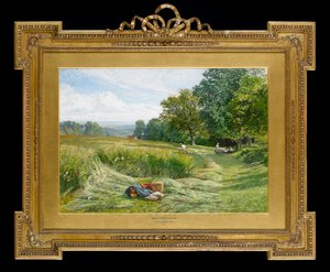 Leith Hill yakınlarındaki Hay Time, Dorking, Surrey, 1860 (kağıt üzerinde wc) by George Vicat Cole
