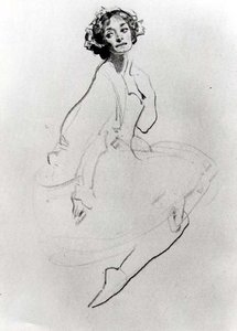 Bir Bale Dansçısı Çalışması, c. 1911 (kağıt üzerine tebeşir) (s/b fotoğraf) by George Washington Lambert