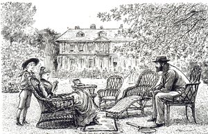Tipik hasır mobilyayı betimleyen bir gravür. Fransız-İngiliz karikatürist ve yazar George du Maurier (1834-1896) tarafından resmedilmiştir. by George du Maurier