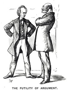 "Argümanın Boşluğu" başlıklı "Frenoloji Argümanı - Yeniden" başlıklı karikatür by George du Maurier