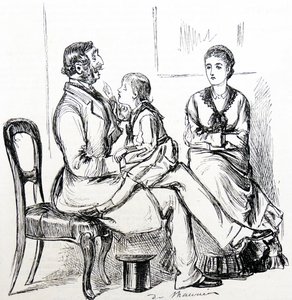 Takma dişleri düzeltmek için kullanılan kauçuktan büyülenen çocuk by George du Maurier
