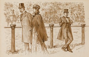 En Passant: Bu Bounderson, değil mi? Bir Köpek Yavrusu olarak boğulmalıydı!, Punch Magazine, 23 Temmuz 1892 (kağıt üzerinde kalem ve sepya mürekkebi) by George du Maurier