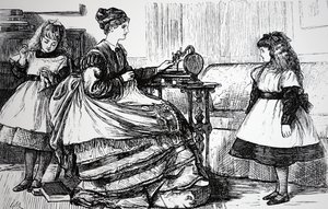Orta sınıf bir evde dikiş makinesi by George du Maurier