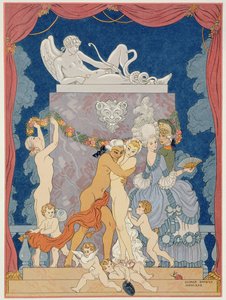 1920'lerde yayınlanan Pierre Chodlerlos de Laclos'un (1741-1803) 'Les Liaisons Dangereuses' filminden bir sahne (kalıp baskısı)