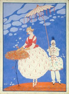 Sonbahar Gülleri (kağıt üzerine kalem, mürekkep ve sulu boya) by Georges Barbier