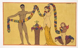 Les Chansons de Bilitis'ten çizim, Pierre Louys, pub. 1922 (kalıp baskısı) by Georges Barbier
