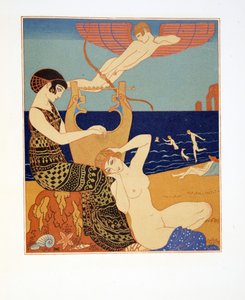 Sembolik Yüzük, Les Chansons de Bilitis'ten İllüstrasyon, Pierre Louys, pub. 1922 (kalıp baskısı) by Georges Barbier