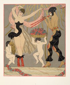 Çiçeklerin Dansı, Les Chansons de Bilitis'ten resim, Pierre Louys, pub. 1922 (kalıp baskısı) by Georges Barbier