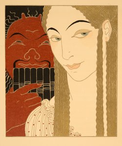 Mektup, Les Chansons de Bilitis'ten örnek, Pierre Louys, pub. 1922 (kalıp baskısı) by Georges Barbier