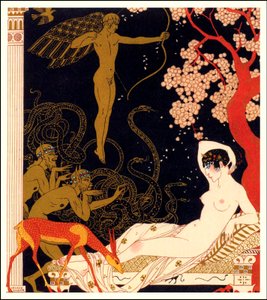 'La Belle Helene' afişi (renkli lito) by Georges Barbier
