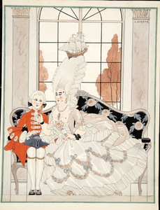 Düşes, c. 1930 (kağıt üzerine sulu boya) by Georges Barbier