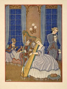 Valmont Kurbanını Baştan Çıkarıyor, Pierre Chodlerlos de Laclos (1741-1803) pub'ın 'Les Liaisons Dangereuses' adlı resimden. 1934 (kalıp baskısı) by Georges Barbier