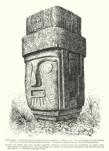 Devasa oyma porfir İnka idolü (gravür) by Georges Ernest Profit