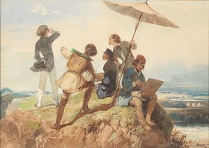 En plein hava ressamları. by Georges Eugène Huot