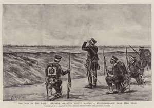 Doğudaki Savaş, Japon Piyade İzcileri Ping Yang yakınlarında keşif yapıyor by Georges Ferdinand Bigot