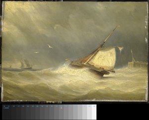 Yelkenli Gemilerle Dalgalı Deniz by Georges Johannes Hoffmann