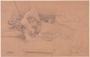 Sarah Bernhardt Divana Yatarken, Okuma by Georges Jules Victor Clairin