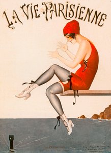 Dalış tahtasında yüzücü, "La Vie Parisienne" den çizim