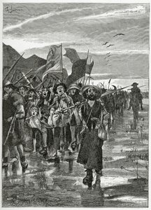 Le Torrent des isyancılar - Han d'Islande'den bir çizim, 19. Yüzyıl (bw gravürü)