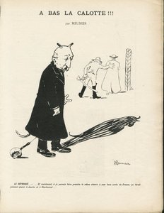Georges Meunier'in (1869-1934) Le Panache'deki çizimi, kralcı dergi illustree, 20/01/04 - Kraliyetçilik, Din İnancı - Combes Emile, Şeytan - Hayvanlaştırma by Georges Meunier
