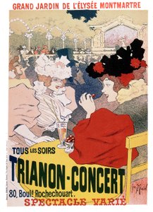 Paris kabaresi Elysee Montmartre bahçesindeki Trianon konserindeki gösteriler için poster, 1900 c.