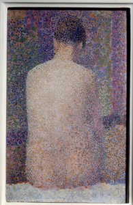 Georges Seurat (1859-1891) 1887 Sun tarafından Arka Döşeme Tablosu. 0,24x1,55 m Paris, Orsay Müzesi - Model, Arkadan Görünüm. Georges Seurat (1859-1891) 1887 tarafından yapılan tablo. 0.24 x 1.55 m. Orsay Müzesi, Paris