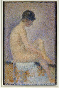 Oturan model, profil (tuval üzerine resim) by Georges Pierre Seurat