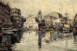 The Harbour, Marsilya (suluboya) by Georges Rose