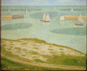 Port-en-Bessin, dış limana giriş by Georges Seurat