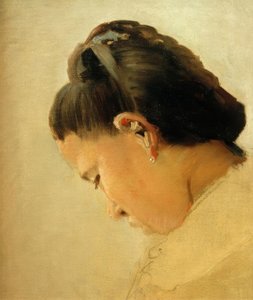 Tete de jeune fille (genç bir kızın başı) by Georges Seurat