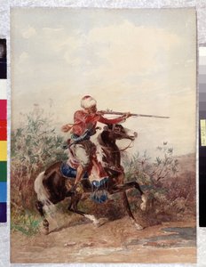 Oryantalizm: “” At çeken süvari”” Georges Washington (1827-1910) tarafından yapılan resim Zorunlu söz: Koleksiyon fondasyonu, Provence, Marsilya