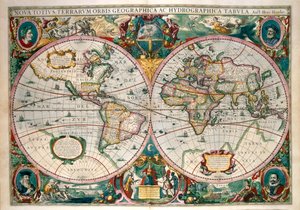 Dünya Haritası, Amsterdam 1633 by Gerard (after) Mercator